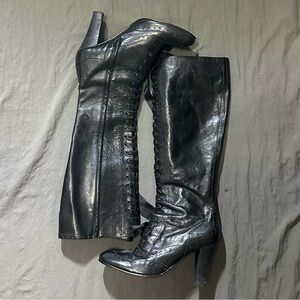 Ash Black Leather Knee-High Boots